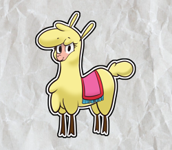 Size: 1560x1361 | Tagged: safe, artist:hitsuji, imported from derpibooru, alpaca, them's fightin' herds, community related, paper, paper mario, paprika (tfh), solo