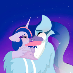 Size: 1280x1280 | Tagged: safe, artist:moodi, imported from derpibooru, twilight sparkle, alicorn, bird, blue jay, pony, blushing, crossover, crossover shipping, cute, duo, female, male, mordecai, mordetwi, regular show, shipping, straight, twilight sparkle (alicorn), why