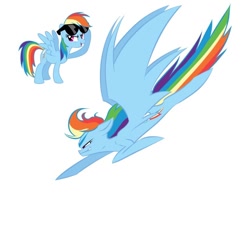 Size: 640x640 | Tagged: safe, artist:scribbleymewzaque, imported from derpibooru, part of a set, rainbow dash, pegasus, pony, female, flying, mare, simple background, solo, white background