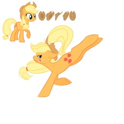 Size: 640x640 | Tagged: safe, artist:scribbleymewzaque, imported from derpibooru, part of a set, applejack, earth pony, pony, bucking, female, grin, mare, simple background, smiling, solo, white background