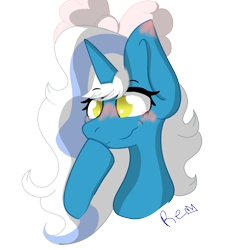 Size: 1000x1000 | Tagged: safe, artist:royalender, imported from derpibooru, oc, oc:fleurbelle, alicorn, alicorn oc, blushing, bow, female, hair bow, horn, mare, simple background, transparent background, wings, yellow eyes