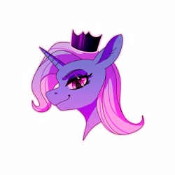 Size: 2600x2600 | Tagged: safe, alternate version, artist:fizzlesoda2000, imported from derpibooru, trixie, pony, unicorn, bust, crown, high res, jewelry, profile, queen of misfits, regalia, simple background, solo, vylet pony, white background