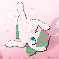 Size: 1024x1024 | Tagged: artist needed, safe, artist:notsafe2safeponies, edit, imported from derpibooru, blossomforth, pegasus, pony, cute, flexible, one eye closed, sfw edit, that pony sure is flexible