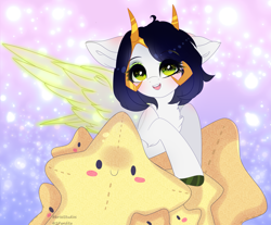 Size: 4269x3541 | Tagged: safe, artist:2pandita, imported from derpibooru, oc, oc only, pegasus, pony, artificial wings, augmented, horns, magic, magic wings, plushie, solo, star plushie, stars, wings