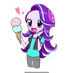 Size: 1280x1278 | Tagged: safe, artist:glitterrrrr, imported from derpibooru, starlight glimmer, human, equestria girls, beanie, clothes, drool, food, hat, ice cream, solo