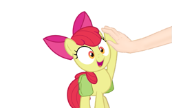 Size: 603x378 | Tagged: safe, artist:sollace, edit, editor:undeadponysoldier, imported from ponybooru, vector edit, apple bloom, oc, oc:anon, earth pony, human, pony, best trends forever, equestria girls, equestria girls series, :d, adorable face, adorabloom, bag, best friends, bow, cute, female, filly, hair bow, happy, high five, human male, male, raised hoof, raised leg, saddle bag, shrunken pupils, simple background, vector, white background