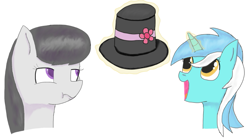 Size: 1087x601 | Tagged: safe, artist:equinelum, lyra heartstrings, octavia melody, earth pony, unicorn, female, hat, mare