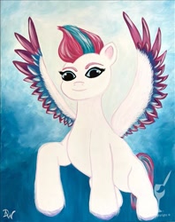 Size: 475x600 | Tagged: safe, artist:painting with a twist, imported from derpibooru, zipp storm, pegasus, pony, female, g5, mare, official, painting, solo, traditional art, watermark