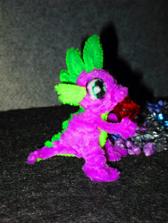 Size: 3864x5152 | Tagged: safe, alternate version, artist:malte279, imported from derpibooru, part of a set, spike, dragon, chenille, chenille stems, chenille wire, craft, gemstones, photo, pipe cleaner sculpture, pipe cleaners, sculpture, solo