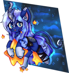 Size: 1067x1125 | Tagged: safe, artist:ube, artist:ubebreb, imported from derpibooru, oc, oc only, oc:bright bituin, kirin, ashes town, bandage, clothes, fillypines, galaxy, kirin oc, simple background, stars, transparent background