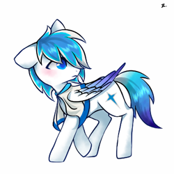 Size: 720x720 | Tagged: artist needed, source needed, safe, imported from derpibooru, oc, oc only, oc:canicula, pegasus, pony, looking back, simple background, solo, white background