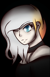 Size: 362x560 | Tagged: safe, artist:aonairfaol, imported from derpibooru, oc, oc only, human, black background, bust, choker, ear piercing, eyelashes, female, humanized, piercing, simple background, solo