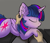Size: 1392x1186 | Tagged: safe, artist:exploretheweb, imported from derpibooru, twilight sparkle, alicorn, human, pony, cute, disembodied hand, ear fluff, ear scratch, eyes closed, hand, human on pony petting, offscreen character, open mouth, petting, pov, sleeping, twiabetes, twilight sparkle (alicorn)