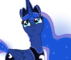 Size: 1239x1056 | Tagged: safe, artist:goldlines005, imported from derpibooru, princess luna, alicorn, pony, base used, bust, ethereal mane, eyelashes, female, horn, jewelry, mare, peytral, simple background, smiling, solo, starry mane, tiara, transparent background, wings