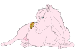 Size: 4096x3027 | Tagged: safe, artist:xleadmarex, imported from derpibooru, oc, oc:fluffle puff, crotchboobs, female, food, frog (hoof), hoers, lying down, mare, nudity, realistic horse legs, simple background, taco, teats, tongue out, transparent background, underhoof