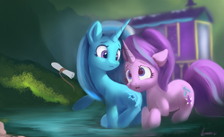 Size: 4300x2623 | Tagged: safe, artist:auroriia, imported from derpibooru, starlight glimmer, trixie, pony, unicorn, trixie's wagon