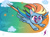 Size: 1734x1300 | Tagged: safe, imported from derpibooru, rainbow dash, pegasus, pony, my little pony: pony life, pony life: meet the ponies, abstract background, book, cloud, female, flying, g4.5, lightning, mare, official, pony life, solo, stars