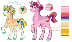 Size: 1900x1100 | Tagged: safe, artist:cactiflowers, imported from derpibooru, oc, oc only, oc:blinding horizon, oc:sunny smiles, pony, unicorn, magical lesbian spawn, male, offspring, parent:starlight glimmer, parent:sunset shimmer, parents:shimmerglimmer, stallion