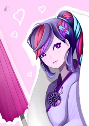 Size: 1240x1754 | Tagged: safe, artist:dedi-p-762, artist:dedi-p762, imported from derpibooru, sci-twi, twilight sparkle, human, heart eyes, humanized, magic capture device, solo, umbrella, veil, wingding eyes