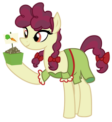 Size: 2631x2854 | Tagged: safe, artist:third uncle, artist:three uncle, imported from derpibooru, hilly hooffield, earth pony, pony, the hooffields and mccolts, background pony, bow, clothes, female, hair bow, high res, hooffield family, mare, pigtails, pose, simple background, solo, transparent background, vector