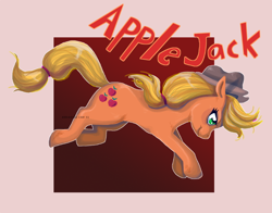Size: 820x644 | Tagged: safe, artist:dominoblox, imported from derpibooru, applejack, earth pony, pony, abstract background, female, mare, running, solo