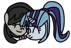 Size: 800x540 | Tagged: safe, artist:jadeharmony, artist:jadethepegasus, imported from derpibooru, octavia melody, sonata dusk, chibi, cute, female, lesbian, shipping, simple background, sontavia, transparent background