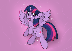 Size: 4123x2925 | Tagged: safe, artist:background basset, imported from derpibooru, twilight sparkle, alicorn, pony, flying, open mouth, simple background, solo, spread wings, twilight sparkle (alicorn), wings