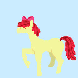 Size: 500x500 | Tagged: safe, artist:askpinkiepieandfriends, imported from derpibooru, apple bloom, earth pony, pony, blank flank, blue background, female, filly, raised hoof, simple background, solo