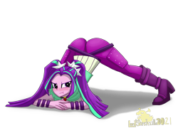 Size: 2732x2048 | Tagged: safe, artist:lordshrekzilla20, imported from derpibooru, aria blaze, equestria girls, blushing, commission, face down ass up, female, gem, high res, jack-o challenge, jacko challenge, meme, simple background, siren gem, solo, transparent background