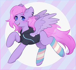 Size: 1200x1118 | Tagged: safe, artist:rednineuwu, imported from derpibooru, oc, oc only, oc:huggles, pegasus, pony, clothes, hoodie, socks, solo, trans socks