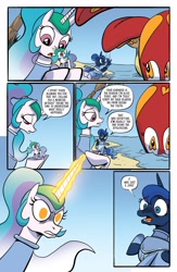 Size: 1988x3056 | Tagged: safe, artist:akeemroberts, idw, imported from derpibooru, princess celestia, princess luna, alicorn, kraken, pony, spoiler:comic, spoiler:comic98, angry, diving suit, doll, magic, scuba, scuba gear, season 10, swimming, telekinesis, toy, wetsuit