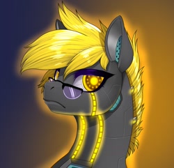 Size: 1415x1362 | Tagged: safe, imported from derpibooru, oc, oc only, oc:trestle, earth pony, pony, robot, robot pony, bust, portrait, profile, solo