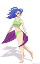 Size: 1250x2000 | Tagged: safe, artist:runningtoaster, imported from derpibooru, oc, oc only, oc:chafine, human, bikini, clothes, feet, female, humanized, simple background, solo, swimsuit, white background