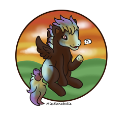 Size: 1950x1800 | Tagged: safe, artist:misskanabelle, imported from derpibooru, oc, oc only, oc:wildfire, pegasus, pony, bow, female, mare, music notes, pegasus oc, pictogram, signature, simple background, solo, tail bow, transparent background, underhoof, wings