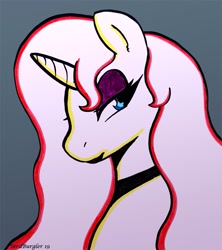 Size: 975x1100 | Tagged: safe, artist:terdburgler, imported from derpibooru, oc, oc only, oc:vibrata songbird, unicorn, 2019, bust, eyeliner, eyeshadow, female, lipstick, makeup, portrait