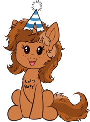 Size: 1314x1789 | Tagged: safe, artist:confetticakez, imported from derpibooru, oc, oc only, oc:sign, pony, unicorn, female, freckles, hat, party hat, simple background, solo, transparent background