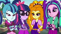 Size: 1280x720 | Tagged: safe, artist:bigpurplemuppet99, artist:kingbases, imported from derpibooru, adagio dazzle, aria blaze, sci-twi, sonata dusk, twilight sparkle, equestria girls, rainbow rocks, the dazzlings