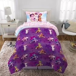 Size: 1500x1500 | Tagged: safe, imported from derpibooru, hitch trailblazer, izzy moonbow, pipp petals, sunny starscout, zipp storm, earth pony, pegasus, pony, unicorn, bed, bedsheets, blanket, female, g5, male, mane five (g5), mare, merchandise, official, pillow, stallion