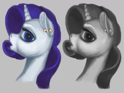 Size: 1600x1200 | Tagged: safe, artist:escapist, imported from derpibooru, rarity, pony, unicorn, bust, ear piercing, earring, grayscale, jewelry, monochrome, piercing, portrait