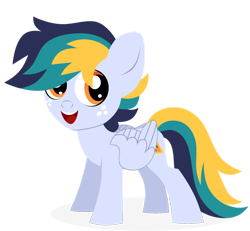 Size: 1600x1479 | Tagged: safe, artist:kabuvee, imported from derpibooru, oc, oc only, pegasus, pony, colt, folded wings, freckles, male, open mouth, open smile, orange eyes, pegasus oc, simple background, smiling, solo, standing, transparent background, wings