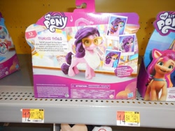 Size: 1280x960 | Tagged: safe, imported from derpibooru, pipp petals, sunny starscout, zipp storm, earth pony, pegasus, brushable, female, g5, glasses, irl, my little pony logo, photo, price tag, shelf, toy, walmart