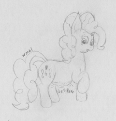 Size: 1943x2028 | Tagged: safe, artist:wapamario63, imported from ponybooru, pinkie pie, earth pony, pony, belly, cute, female, hungry, looking down, mare, raised hoof, raised leg, solo, stomach growl, stomach noise