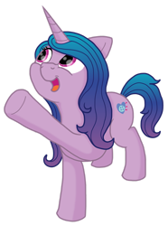 Size: 1280x1718 | Tagged: safe, artist:doodledonutart, artist:pony-thunder, imported from derpibooru, izzy moonbow, pony, unicorn, female, g5, high res, looking up, mare, pointing, simple background, smiling, solo, transparent background