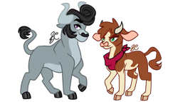 Size: 2001x1142 | Tagged: safe, artist:buttercupisqueen, idw, imported from derpibooru, king longhorn, bull, cow, them's fightin' herds, arizona (tfh), community related, duo, female, idw showified, male, simple background, transparent background, vector