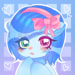 Size: 2600x2600 | Tagged: safe, imported from derpibooru, oc, oc only, oc:cloud west, pegasus, pony, blushing, colored pupils, heterochromia, high res, simple background, solo