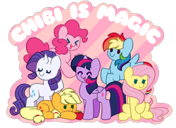 Size: 5522x4042 | Tagged: safe, artist:kittyrosie, imported from derpibooru, applejack, fluttershy, pinkie pie, rainbow dash, rarity, twilight sparkle, alicorn, earth pony, pegasus, pony, unicorn, >.<, absurd resolution, apple, chibi, cute, dashabetes, diapinkes, eyes closed, female, food, jackabetes, mane six, mare, open mouth, raribetes, shyabetes, simple background, transparent background, twiabetes, twilight sparkle (alicorn), uwu, xd