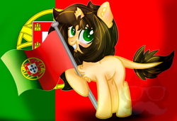 Size: 2884x1984 | Tagged: safe, artist:rutieshibie, imported from derpibooru, oc, oc only, pony, flag, portugal, solo