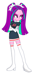 Size: 1700x3150 | Tagged: safe, artist:sapphire, derpibooru exclusive, imported from derpibooru, aria blaze, equestria girls, alternate clothes, cassidy (pokémon), clothes swap, crossover, female, pokémon, simple background, solo, team rocket, transparent background