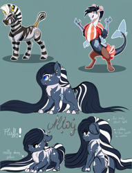 Size: 2699x3534 | Tagged: safe, artist:schokocream, imported from derpibooru, oc, oc only, oc:alloy, oc:follow lead, oc:haywire, draconequus, pony, zebra, draconequus oc, ear piercing, female, high res, interspecies offspring, male, mare, offspring, offspring's offspring, parent:discord, parent:oc:follow lead, parent:oc:haywire, parent:rainbow dash, parents:discodash, parents:oc x oc, piercing, simple background, stallion, story included, zebra oc