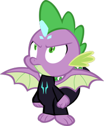 Size: 1280x1556 | Tagged: safe, artist:benpictures1, imported from derpibooru, spike, dragon, comic:the storm kingdom, my little pony: the movie, bad end, bodyguard spike, bodysuit, clothes, crystal of light, inkscape, lieutenant spike, male, simple background, solo, transparent background, vector, winged spike, wings